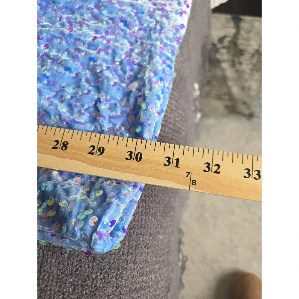 Sequin One Shoulder Mini Dress Blue Iridescent Homecoming Prom Party Women Small